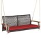 Costway 2-Person Patio Rattan Hanging Swing Chair Porch Loveseat Cushion Off
